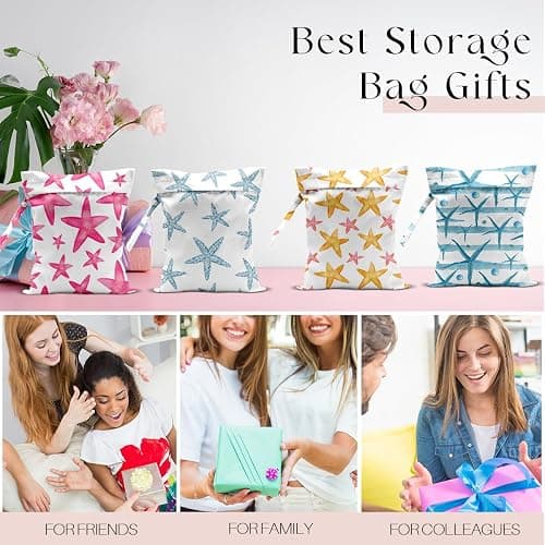 zcyxuuw 4 Pack Wet Bag for Swimsuit, Beach Travel Essentials Wet Dry Bag, for Sunscreen Toiletry Dirty Clothes Yoga Gym Diaper, Friend Summer Beach Vacation Gifts. starfish thumbnail 7