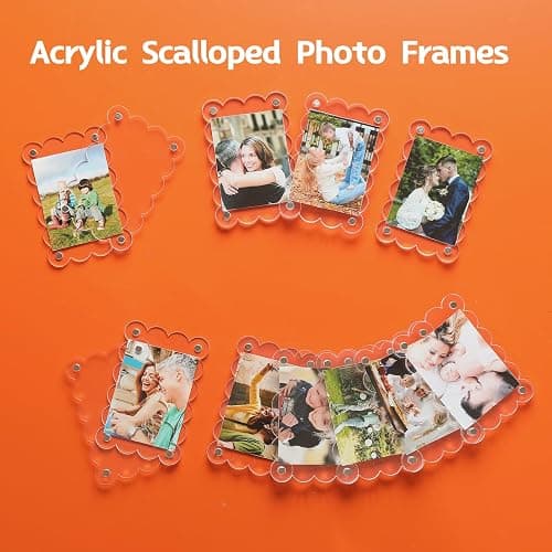 NEUREGY 15 Pack 2.36 x 3.54 Inch Acrylic Fridge Magnetic Frame Scalloped, Double Sided Polaroid Frame, Refrigerator Magnet Picture Frame for Fujifilm Instax Mini thumbnail 5