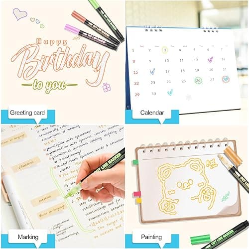 ATDOALL Double Line Outline Markers, 24 Colors Self-Outline Metallic Markers Super Squiggles Shimmer Outline Marker Set for Drawing, Birthday Greeting Card, Doodling, Journal, DIY Art Crafts thumbnail 4
