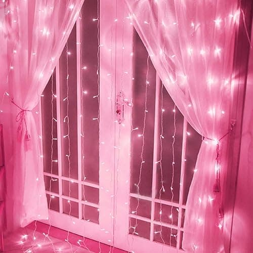 amadecohome Curtain Lights, Pink Room Decor 8 Modes LED String Lights for Garden, Teen Girls' Room, Party, Window, Wall and Valentines Day Decor thumbnail 2