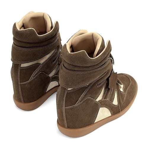 Dsevht Hidden Wedge Sneakers for Women High Top Fashion Sneaker Suede High Heel Platform Tennis Triple Strappy Band Casual Vintage Dressy Comfy Campus Trendy Retro Sneaker thumbnail 6