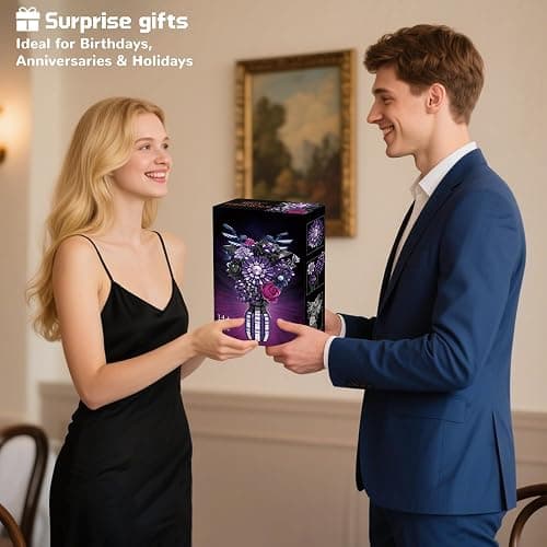 BrixVibe Flowers Building Set Compatible with Lego Flowers, Purple Bouquet Plant with Vase Botanical Collection for Adults & Women & Girl 14+ thumbnail 2