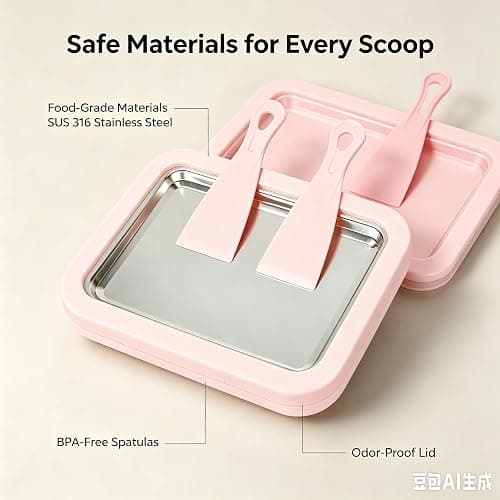 Instant Ice Cream Maker,Rolled Ice Cream Maker, Soft Serve Ice Cream maker,Perfect for Frozen Yogurt, and More! Food grade stainless steel ice cream roll machine for home us (Pink) thumbnail 5