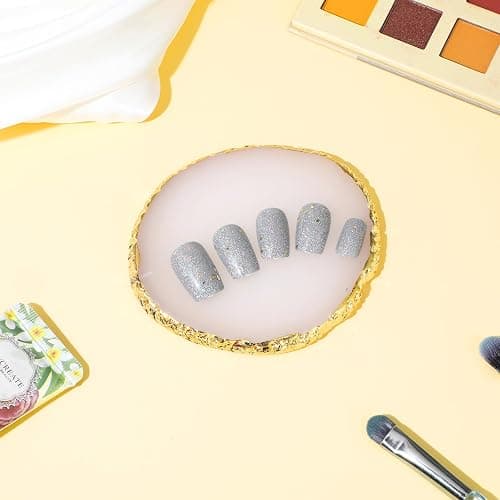 Abeillo Resin Nail Art Palette, Nail Polish Palette Nail Painting Mixed Color Palette Gilded Edge Nail Art Color Mixing Tray DIY Nail Gel Makeup Display Board Pallet for Nail Art thumbnail 6