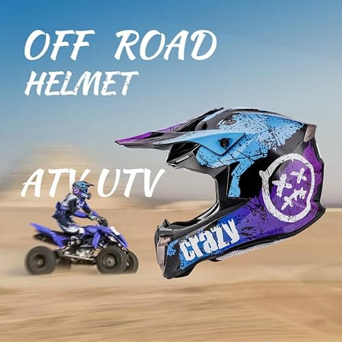 OUMURS Adult ATV Dirt Bike Helmet with Goggles Gloves & Mask Quick Release Buckle Adjustable Sun Visor Motorcycle Adult Helmet Off-Road Motocross Downhill Moped MX for Unisex-Adult thumbnail 6
