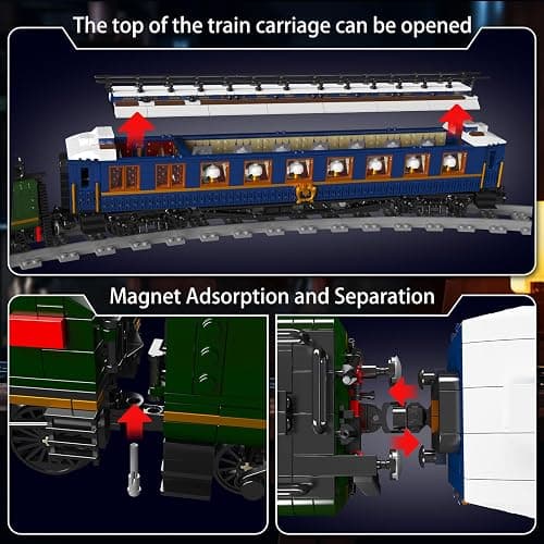 Mould King Orient Express Steam Locomotive Train Building Kit with LED Lighting, Remote/App Control Passenger Toy Block Set, Train Model with Motors and Tracks for Adults Kids(3898 PCS) thumbnail 6
