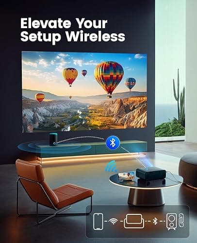 [Built-in Apps/4K Support] Smart Outdoor Projector with WiFi and Bluetooth, Movie Projector, DoIby Audio with Dual Speaker, Auto Focus w/ YouTube&PrimeVideo Proyector, Upgrad P62 Pro thumbnail 7