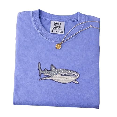 Embroidered Whale Shark Shirt, Cute Ocean Sea Life T-Shirt, Aesthetic Marine Biology Tee, Gift for Shark Lovers thumbnail 3