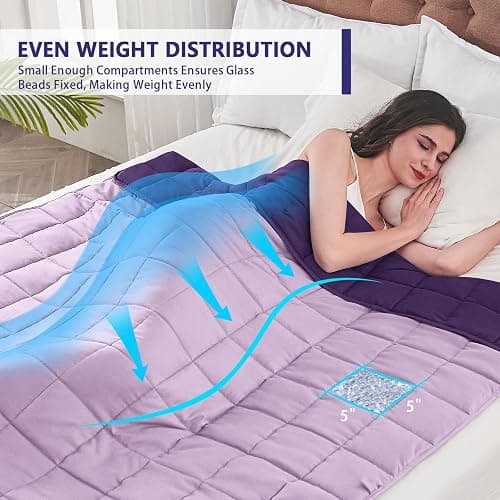 yescool Weighted Blanket for Adults (20 Lbs, 60”X 80”, Purple) Heavy Thick Bed Blanket Queen/Full Size for Sleeping Perfect for 190-210 Lbs, Cozy Gifts for Women, Machine Washable thumbnail 4
