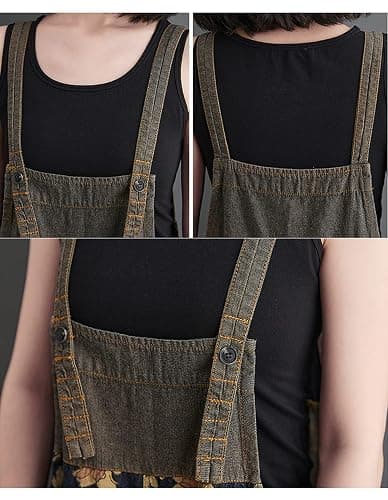 VIEWON Women's Baggy Denim Overalls Jeans Wide Leg Jumpsuit Rompers Pants | Soft Lightweight Floral Denim Overalls,Comfy Wide Legs, Adjustable Straps & Handy Pockets. Flattering Loose Fit, Durable thumbnail 3
