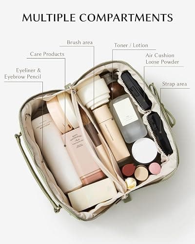 EACHY Travel Makeup Bag,Large Capacity Cosmetic Bags for Women,Waterproof Portable Pouch Open Flat Toiletry Bag Pattern Makeup Bag thumbnail 2