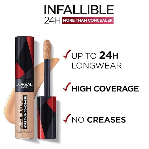 L'Oréal Paris Concealer zum Abdecken und Auffrischen, Für ein deckendes Finish und bis zu 16H Halt, Infaillible More Than Concealer, Farbe:- 322 Ivory, 11 ml (Packung mit 2) thumbnail 3