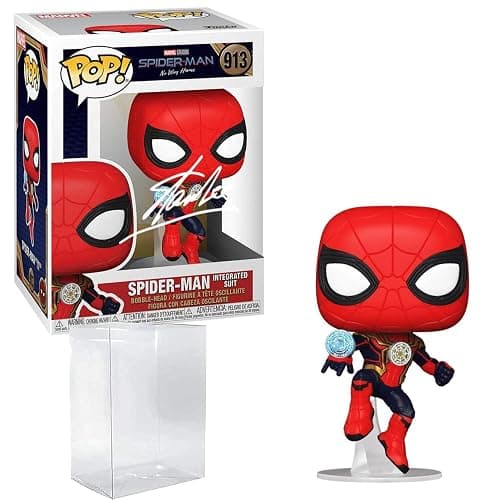 Stan Lee Spiderman Integrated Suit #913 Facsimile Signed Reprint Laser Autographed Funko POP! Movies Marvel No Way Home Figurine with Protector Case thumbnail 3