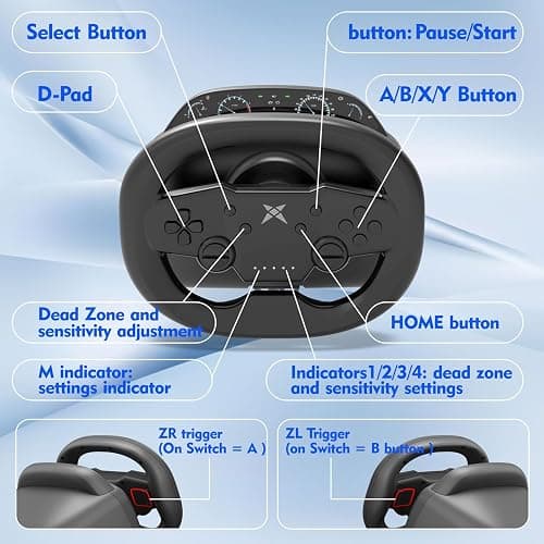 NBCP Wireless Gaming Steering Wheel – Bluetooth 5.0 Racing Wheel for Nintendo Switch (Mario Kart), PS4, PC & Android with Responsive Pedals thumbnail 3