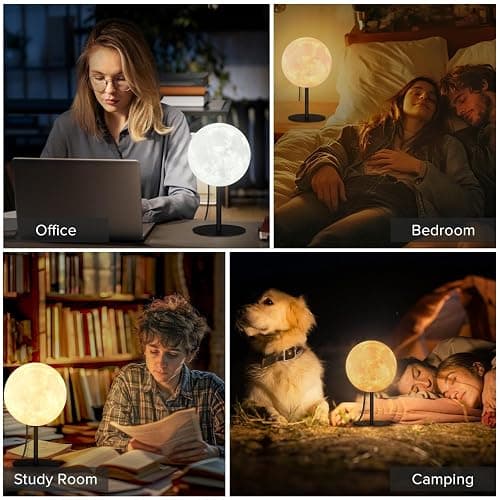 Moon Lamp Small Table Lamp for Bedroom, Dimmable Table Lamp with 30 Modes, Night Light Bedside Lamps for Night Stands, Desk Lamp for Living Room, Office, Dorm, Gifts for Kids Teens (Inline Control) thumbnail 4