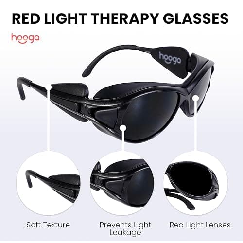hooga Red Light Therapy Protective Glasses, Polycarbonate Lens, Near Infrared Brightness Reduction, Anti-Glare, UV Blocking, Unisex One-Size-Fits-Most, Eye Safety thumbnail 2