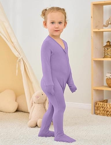 Jimonda Baby Boys Romper Fold-Over Footies and Mitten Pajamas Long Sleeve Sleeper Newborn Girl Footless Clothes 3-Packs thumbnail 2