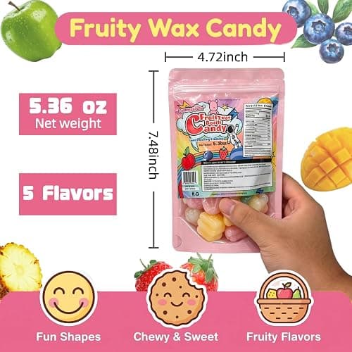 GummyGlow 5.36oz Waxy Fruit-Filled Candy, Chewable Waxy Candy, Retro Nostalgic Novelty Treats, Classic Variety Flavors for Old School Candy Lovers, ASMR Lovers and Gifts thumbnail 3