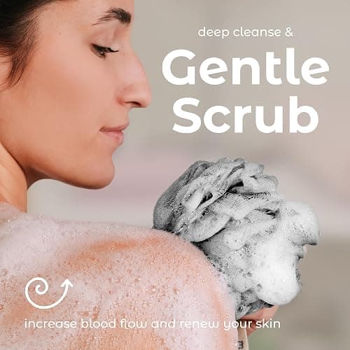 MainBasics Shower Loofah Sponge Pouf, Set of 3, Coral Reef | Soft Mesh Body Scrubber and Bath Sponge for Gentle Exfoliation, Rich Lather, and Everyday Shower Use thumbnail 5