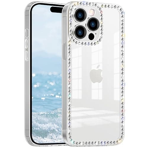 VAOXTY Compatible with iPhone 15 Case Clear Bling Diamond Rhinestone Cute for Girls Women Girly Case Glitter Shiny Sparkle Gem Design Soft Silicone Luxury Fashion Protective 3D Phone Case - Image 1