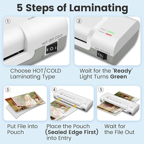 VidaTeco Laminator Machine 9-inch Thermal Laminator with Laminating Sheets 20 pcs,Laminating Machine with 2-Min Faster Preheat,Small Personal Lamination with Patented Roller for Teacher,Home thumbnail 8