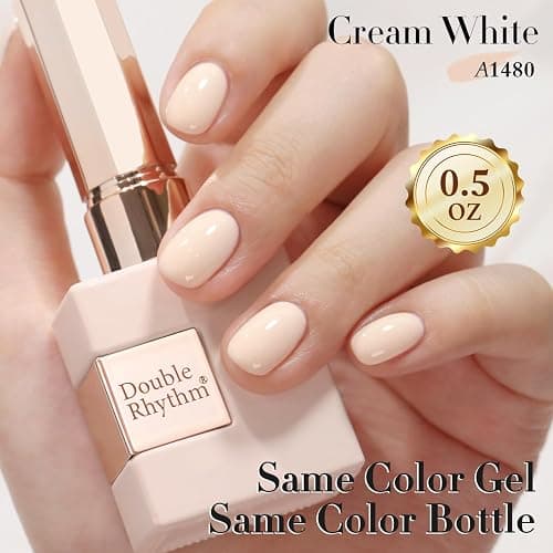Double Rhythm 15ML Gel Polish Pure Sheer Same Color Same Bottle Soak Off Gel Polish Art Manicure Salon DIY at Home for Women (Cream White-A1480) thumbnail 3