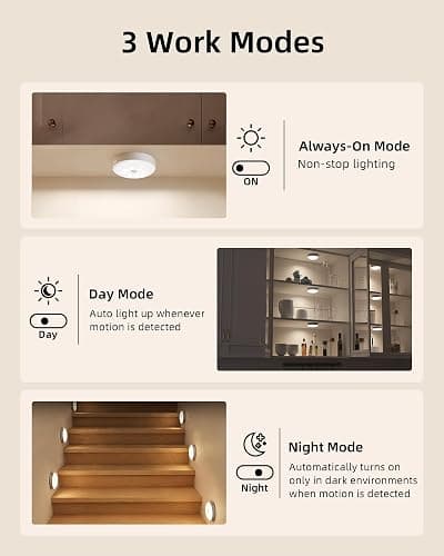 EZVALO 6-Pack Under Cabinet Lighting, Rechargeable Motion Sensor Puck Light with Remote, 3 Color Temps & 12 RGB Colors, Magnetic Stick on Light, Dimmable Under Counter Light for Kitchen, Home Decor thumbnail 6