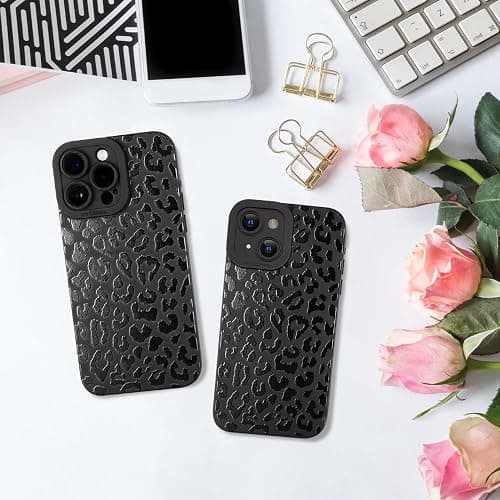 Compatible for iPhone 15 Pro Case, Black Small Leopard Cute Cheetah Pattern Design for Women Girls, Soft TPU Slim Profile, Anti-Slip Shockproof Protective Girly Case for iPhone 15 Pro thumbnail 7
