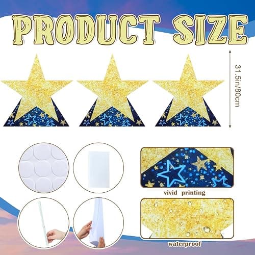 Leinuosen 3 Pcs 25.8" - 31.5" Star Starry Night Movie Night Party Decorations Twinkle Little Star Cardboard Cutout Stand-up Movie Prom Award Homecoming Wedding Birthday Party Photo Prop Backdrop Decor thumbnail 3