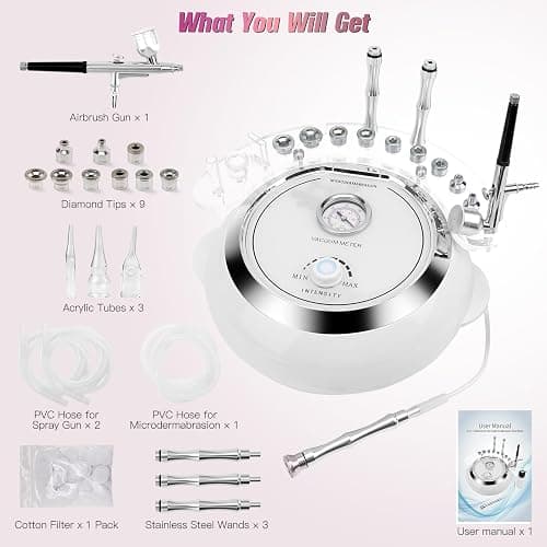 3 in 1 Diamond Machine, TopDirect Facial Skin Care Salon Equipment Beauty Device with Spray Gun (Strong Suction Power: 65-68cmhg) thumbnail 7