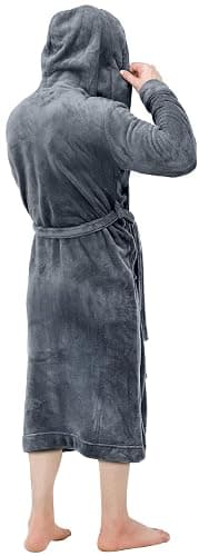 NY Threads Mens Robe with Hood, Luxury Plush Fleece Hooded Mens Bathrobe, Spa Bath Robe for Men thumbnail 2
