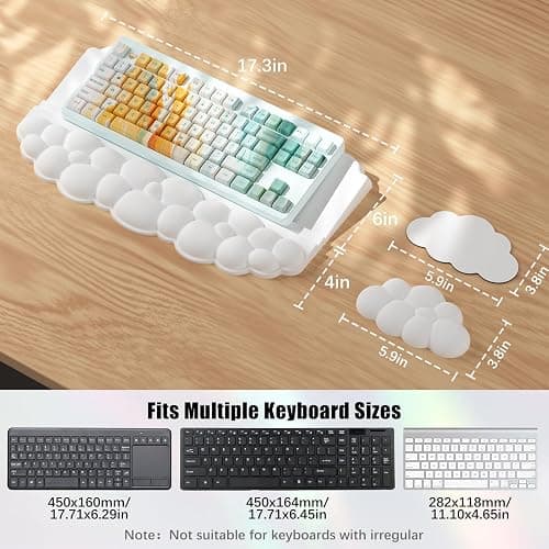 Ergonomic Wrist Rest for Keyboard and Mouse, Soft Memory Foam Cloud Keyboard Stand Pad with Wrist Rest Set with Non-Slip Silicone Base, Easy Typing, Pain Relief, Comfort for Office, Work, Gaming thumbnail 8