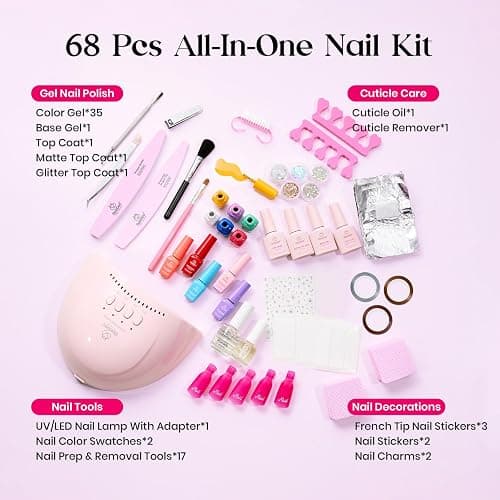 Beetles Gel Nail Polish Kit with U V Light -35 Colors Gel Polish Set 68 Pcs | One Color One Bottle Mood Mosaic Nail Kit with Top Base Coat Beauty Must Have DIY Salon Manicure Gifts for Women thumbnail 3