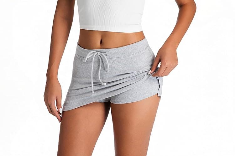 EG CHRIS G Women's Mini Skorts with Drawstring Mid Waist Side Split Bodycon Y2K Mini Skirt with Shorts - Large - Grey thumbnail 5
