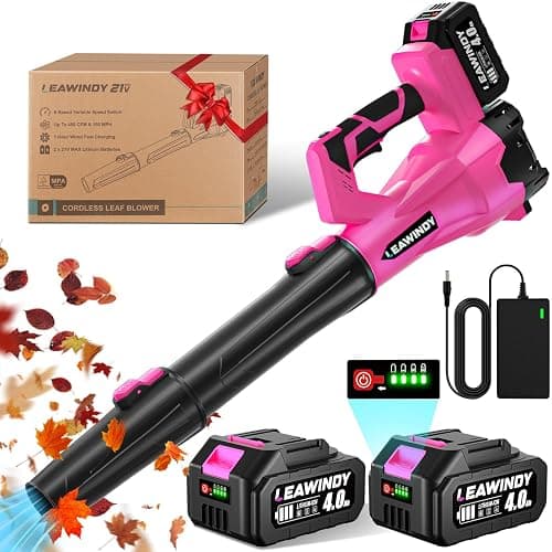 Cordless Leaf Blower, LEAWINDY 21V Battery Leaf Blower with 6-Speed Levels, Handheld Lightweight Blower & 2 Extended Tubes, Snow Blower for Blowing Leaves, Lawn, Garden, Garage, Yard - Image 1