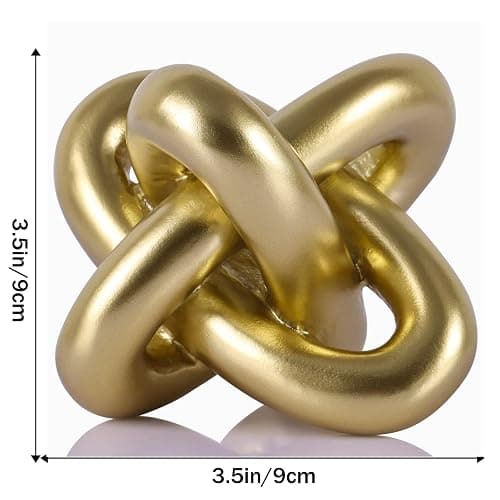 Golden Knot Statue, Three Knot Sculpture Home Decor Accents, Knot Sculptures and Statues for Rustic Coffee Table Living Room Dining Table Entryway Entrance Shelf Small Decorations and Accessories thumbnail 3
