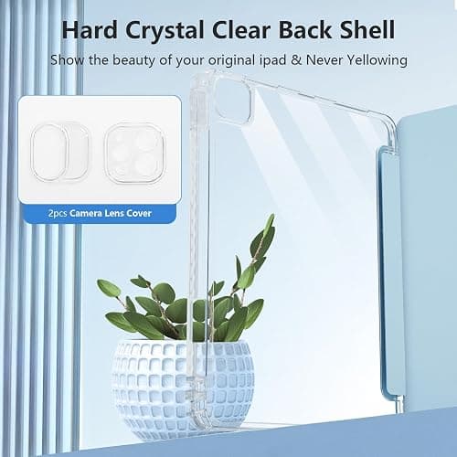 Ruizextech Case for iPad Air 11 Inch M3 2025/M2 2024, iPad Air 5th/4th Generation 10.9" Case 2022/2020, Slim Hybrid Protective Cover with Pencil Holder, Anti-Yellowing Clear Back Shell, Light Blue thumbnail 4