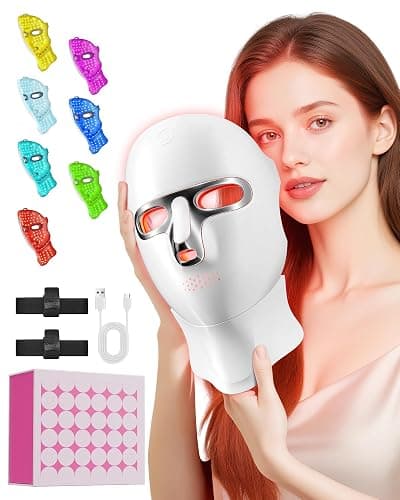 FOLOKE Red Light Therapy Mask for Face & Neck, LED Face Light Therapy,USB C Rechargeable,Infrared Mask for Home Working Travel Yoga - Image 1