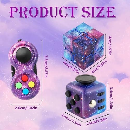 3 Pcs Fidget Toys, Fidget Toys For Kids, Fidget Cube, Infinity Cube, For Adults & Kids, Silent Plastic Fidgets With Multiple Manipulation Features thumbnail 3