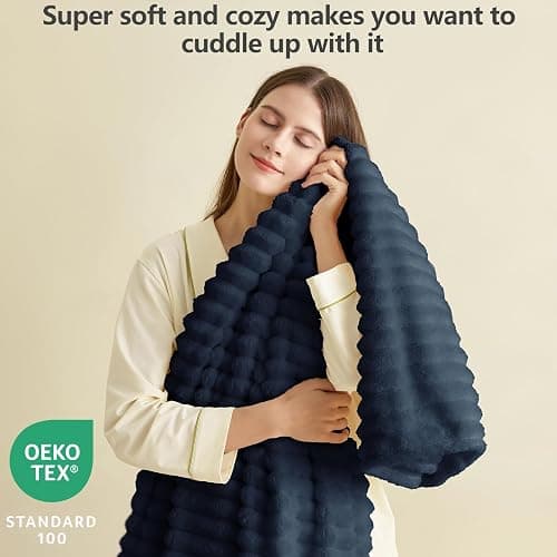 HIMEET Soft Navy Blue Twin Blanket for Bed - 300GSM Cozy Fleece Blanket for Men, Small Lightweight Bed Blankets Graduation Birthday Gifts for Her Him, Home School Dorm Decor, Navy Blue, 60x80 Inches thumbnail 3