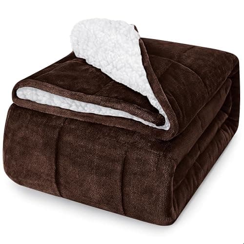 yescool Weighted Blanket for Adults (20 lbs, 60" x 80", Brown) Heavy Blanket for Sleeping Perfect for 140-160 lbs, Queen Size Breathable Blanket with Premium Glass Bead, Machine Washable - Image 1