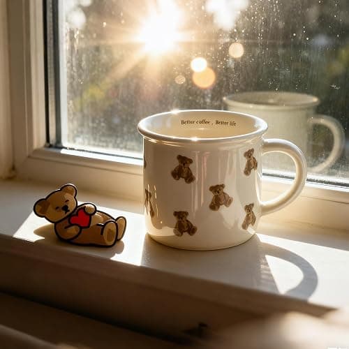 FableKnot Vintage Teddy Bear Small Coffee Mug-10oz-Cute Novelty Ceramic Cup for Women, Cute Coffee Cups, Tea or Milk.Gift for Teachers, Kids, Office or New Year thumbnail 2