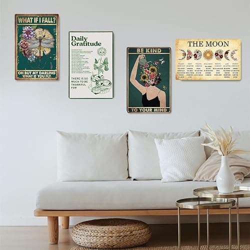 Fmcmly Daily Gratitude Inspirational Metal Tin Sign Green Boho Room Aesthetic Decoration Home Kitchen Office Bedroom Cafes Wall Decor 8x12 Inch thumbnail 2