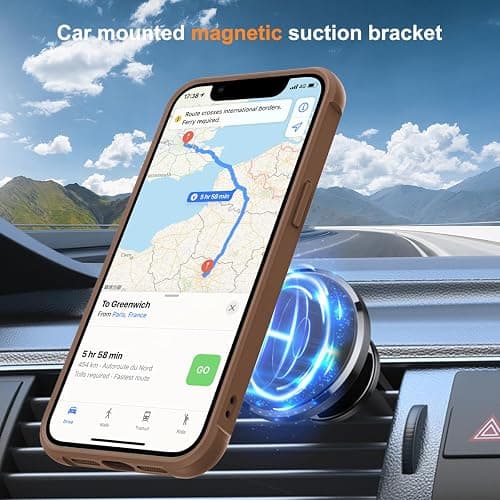SKYLMW Compatible with iPhone 13 Case & iPhone 14 Case with Invisible Magnetic O-Ring Stand Translucent Phone Cases for 13 & 14 6.1" [Compatible with Mag-Safe][Great Grip Feeling], Desert Brown thumbnail 4