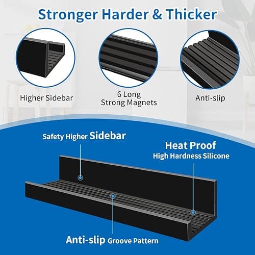 TukSok 30" Magnetic Stove Top Shelf for Kitchen Storage and Organization - Above Stovetop Flat Back Organizer - Black thumbnail 5