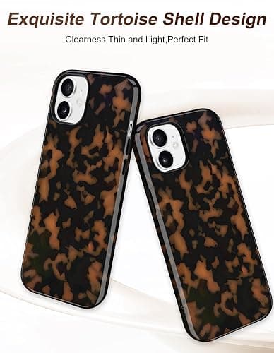 Jusy Compatible with MagSafe Brown Tortoise Shell Print Phone Case for iPhone 12/12 Pro, Amber Trendy Luxury Magnetic Soft TPU and Hard PC Protective Phone Cover for Women Girls - Yellow thumbnail 2