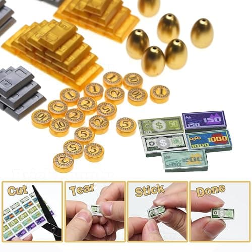 BrickBounty 220 Pcs Pirate Treasure Money Parts Building Blocks, Expedition Wooden Boats Treasure-Maps, Cash Chests with Gold Nuggets, Pretend Play Dollar for Friends City Farm Series Bricks thumbnail 4