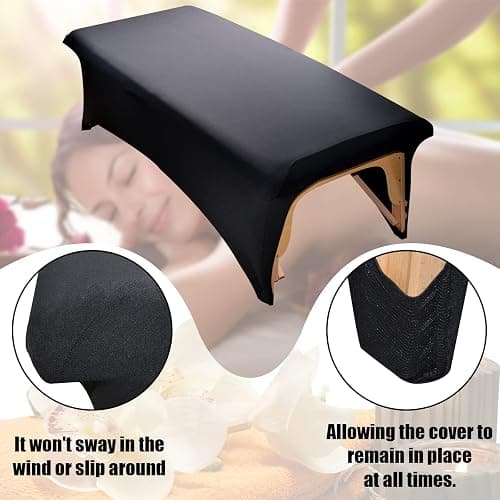 Stretchy Lash Bed Cover for Lash Extension Bed, Protective Spa Treatment Sheet Set for Lash Bed Topper or Massage Bed (Black) thumbnail 3