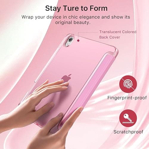 MoKo for iPad (A16) 11th Generation Case 11 Inch 2025, iPad 10th Generation Case 10.9 Inch 2022 with Pencil Holder, Slim Light Trifold Protective Cover with Hard PC Translucent Back Shell, Pink thumbnail 5