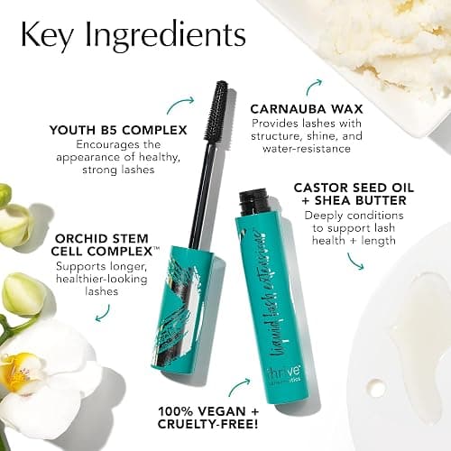 Thrive Causemetics Liquid Lash Extensions Mascara, Tubing Thrive Mascara Lengthening, Volumizing & Curling, Smudge Proof, Washable, No Clumping or Flaking, Vegan & Cruelty Free, Brynn (Rich Black) thumbnail 6